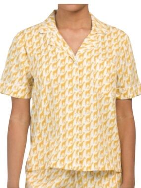 ISAAC MIZRAHI Giraffe Print Women’s Pajama Top Button Front Size M